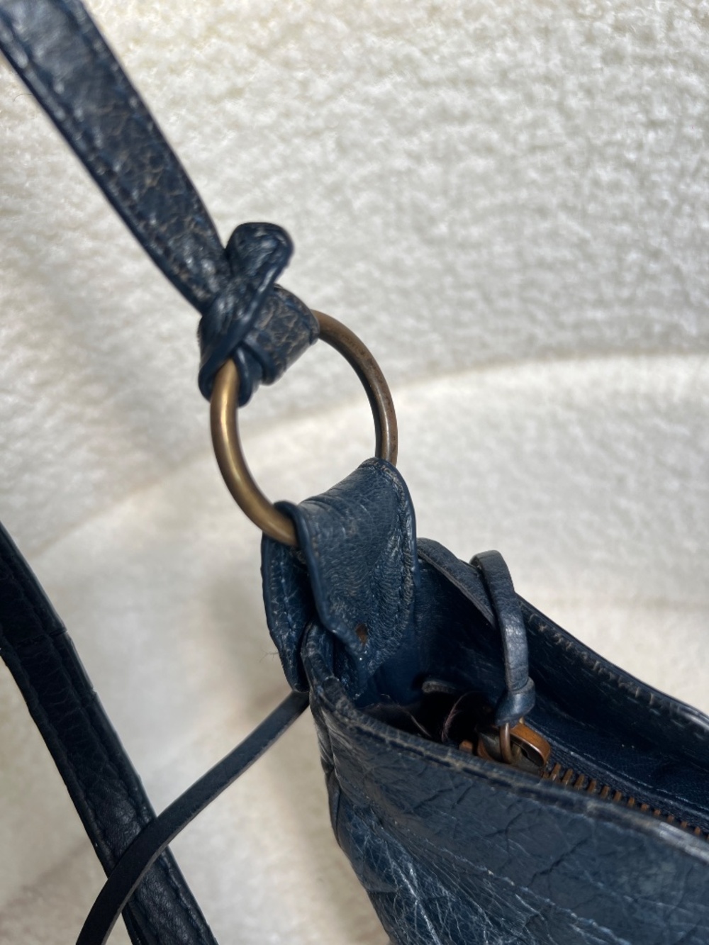 Authentic Balenciaga Navy Blue Hip City Leather Bag - Picture 8 of 16